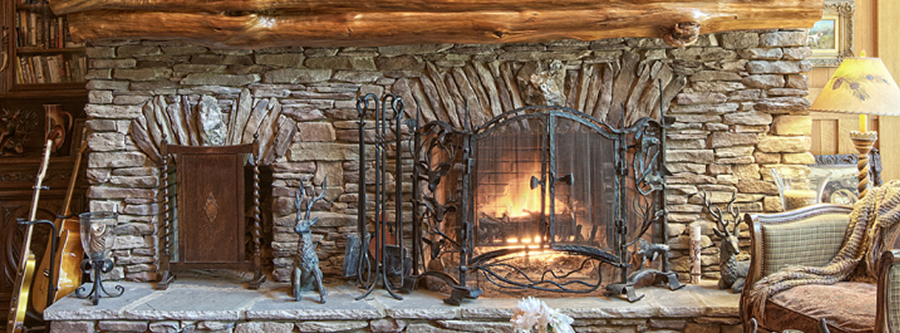 Log Home Fireplace